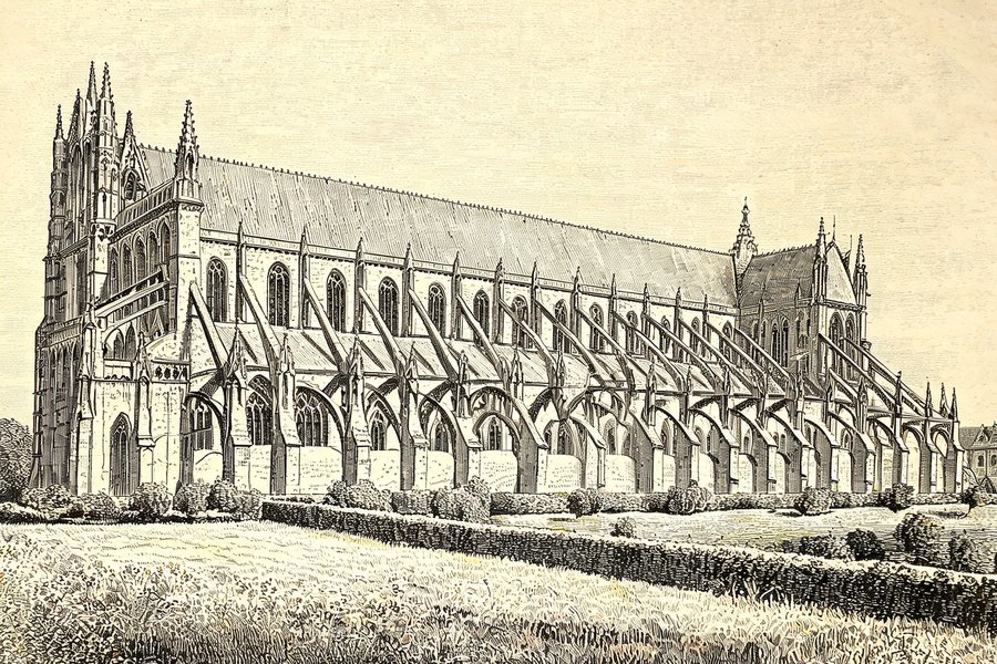 Il fianco della cattedrale di Bourges con gli archi rampanti
