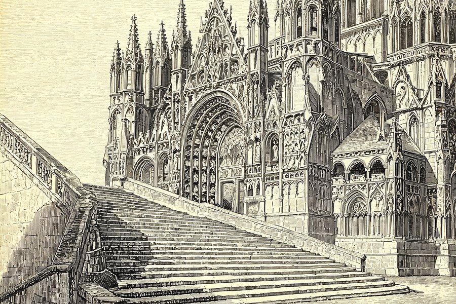 L'esterno della cattedrale di Burgos con la scalinata