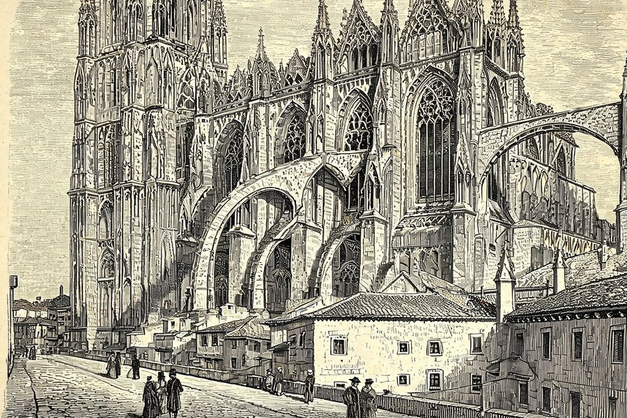 Il fianco della cattedrale di León con le grandi finestre