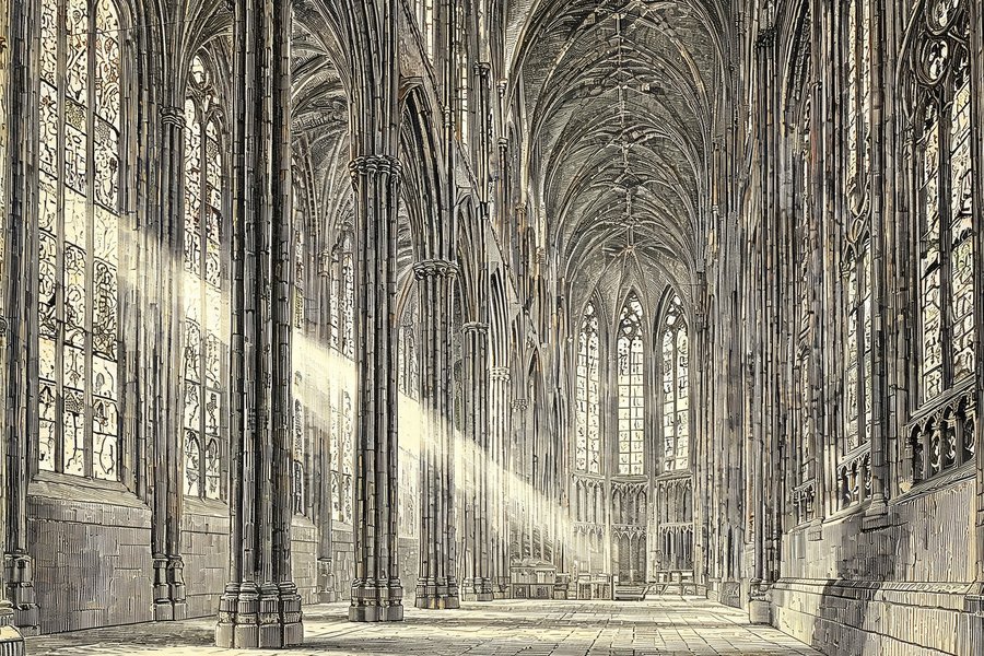 L'interno della cattedrale di León con le vetrate