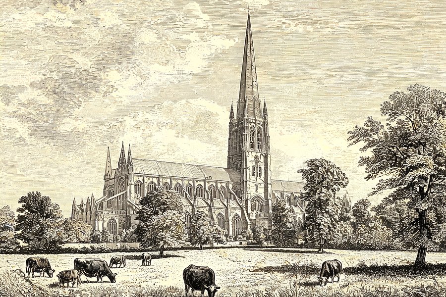 La cattedrale di Salisbury con la guglia altissima