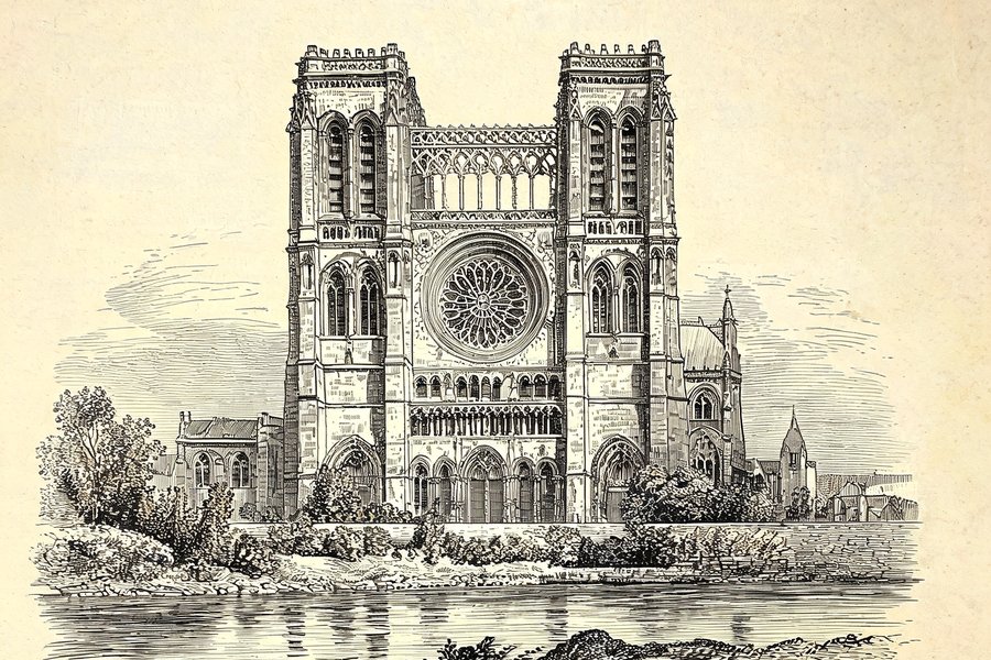 La facciata della collegiata di Notre-Dame a Mantes-la-Jolie