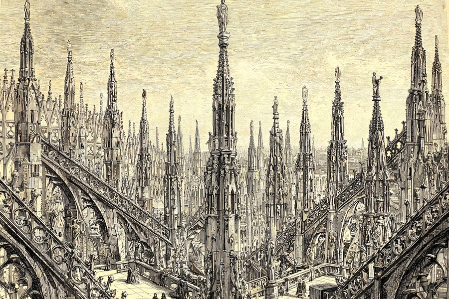 Le terrazze del Duomo di Milano tra le guglie di marmo