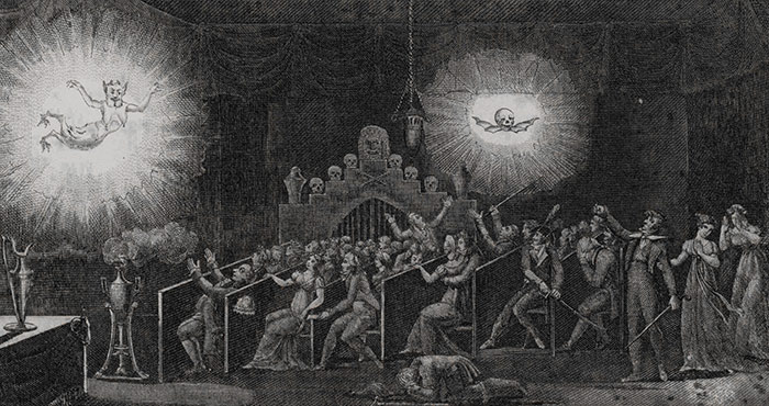 spettacolo di fantasmagoria di inizio ottocento