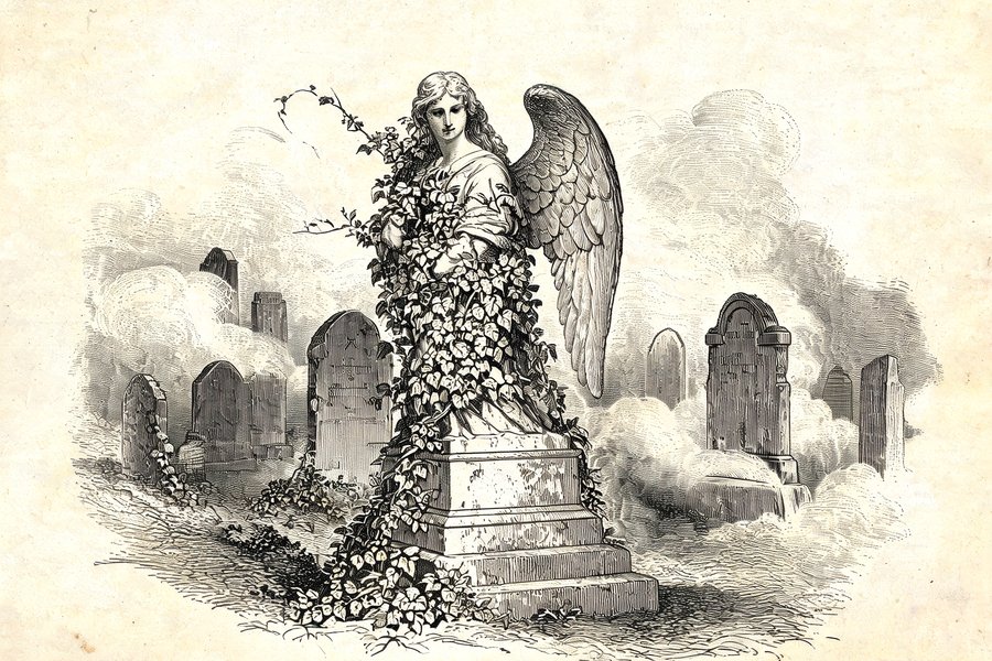Un angelo di pietra nella nebbia di Highgate