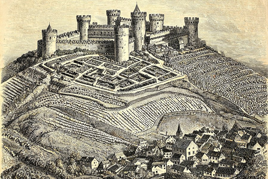 Il castello di Gabiano in Monferrato visto dall'alto
