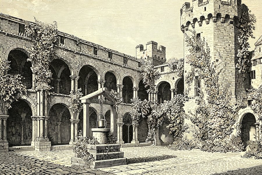Il cortile interno del castello di Cassano d'Adda