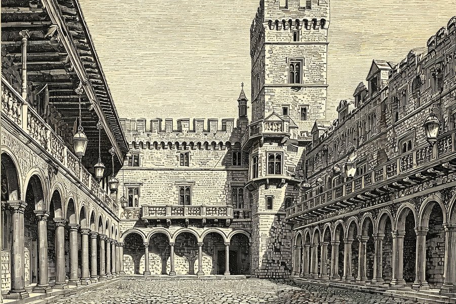 Il cortile interno del Castello Estense di Ferrara