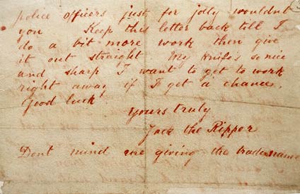lettera di Jack lo squartatore