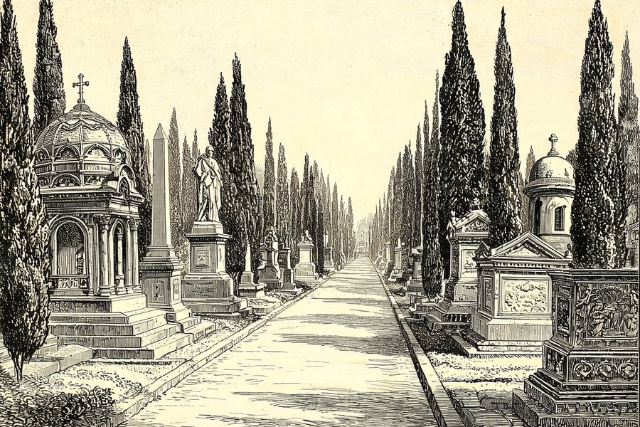 Monumenti funebri tra i cipressi del Verano