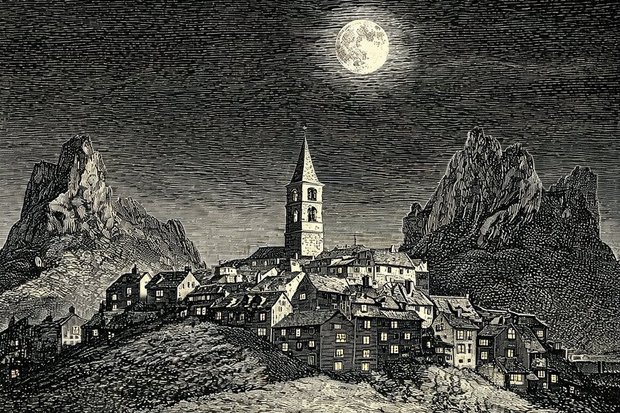 Il borgo di Pennabilli di notte