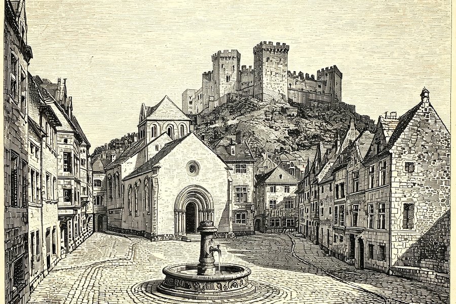 La piazza Dante nel borgo di San Leo