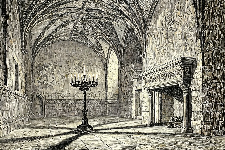 Una sala interna del castello di Cassano d'Adda