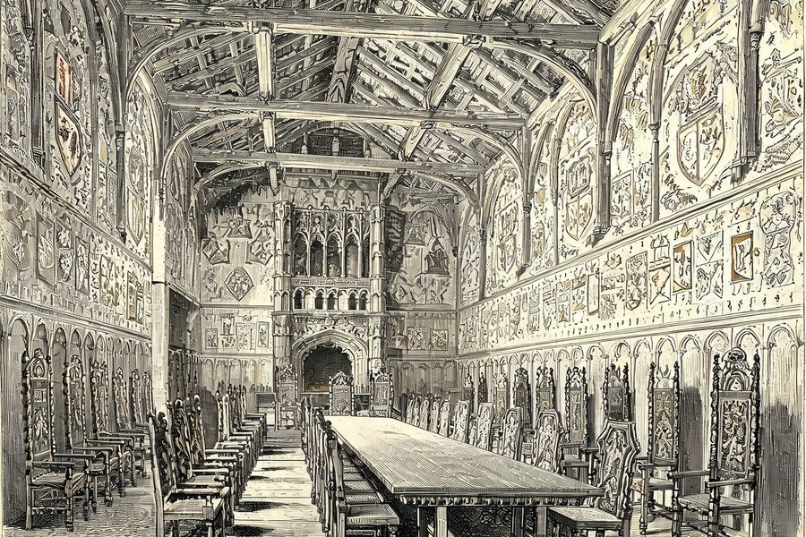 La sala da pranzo baronale della Rocca medievale di Torino