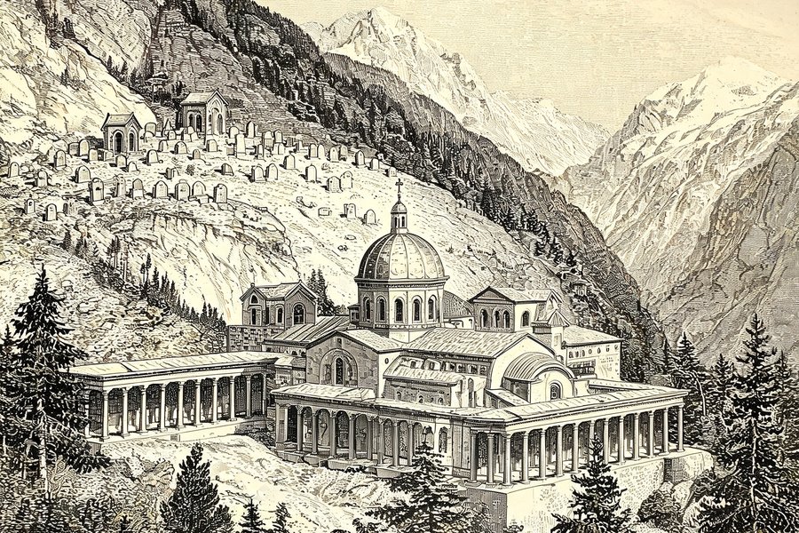 Il santuario di Oropa e il cimitero sulla montagna