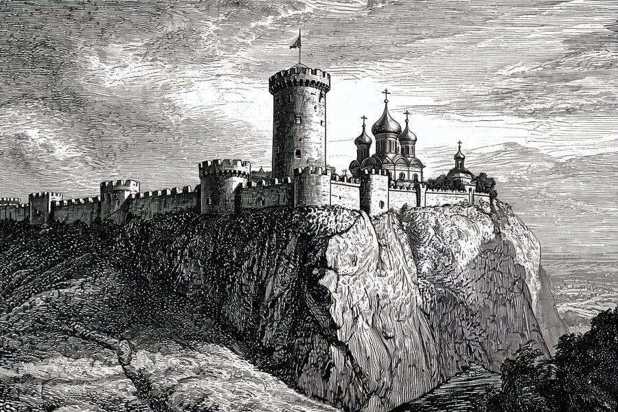La collina di Toompea a Tallinn con il castello dei Cavalieri Teutonici, la Torre Hermann e la cattedrale ortodossa di Sant'Alessandro Nevski