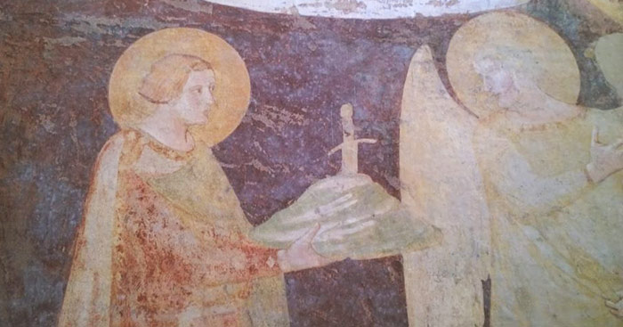 l'angelo dona a San Galgano la spada