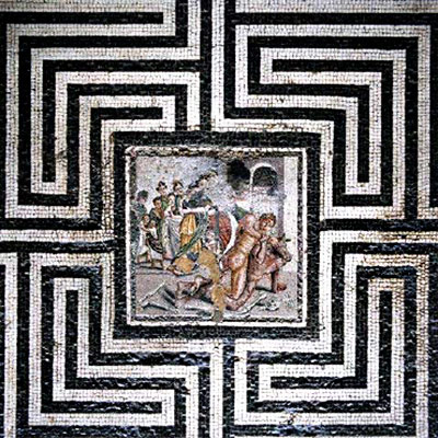 antico labirinto romano a mosaico