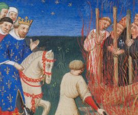 raffigurazione medioevale del rogo ai Templari