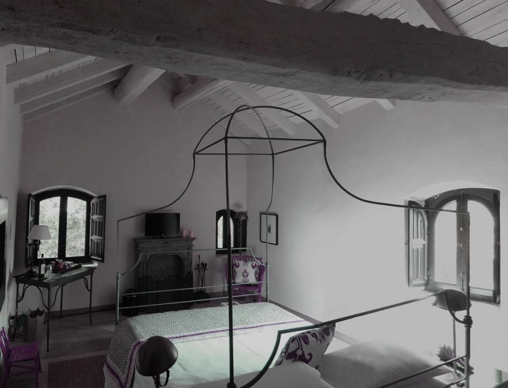 camera da letto nel castello Gabiano in Monferrato