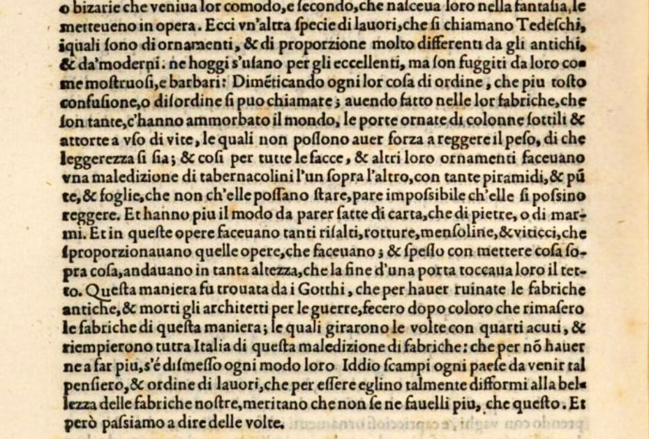testo originale di Giorgio Vasari in cui parla dei Goti
